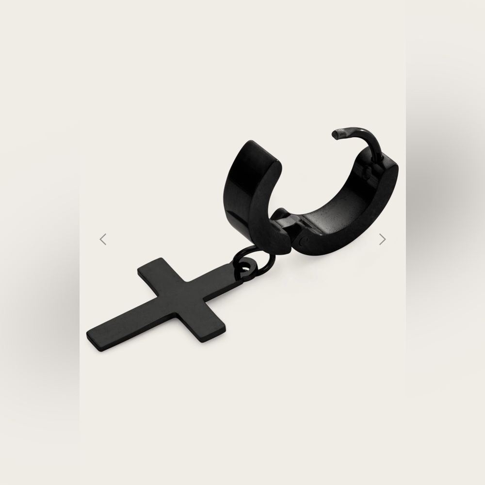 Black Cross Dangle Earring - Picture 2 of 5